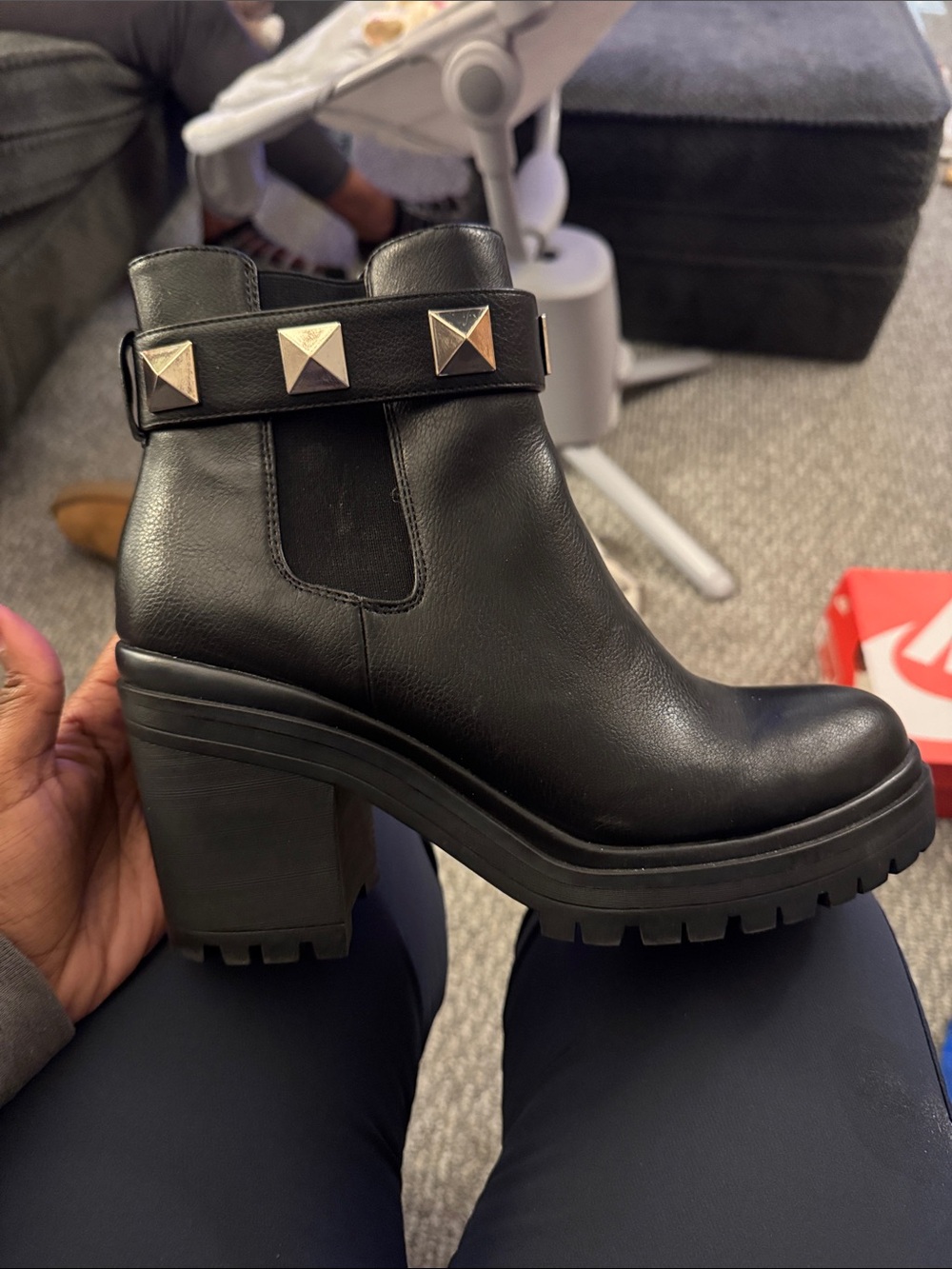 Mix No. 6 Black Studded Platform Ankle Boots